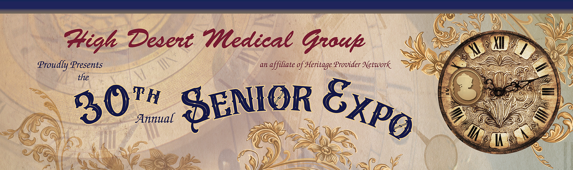 HDMG Senior Expo Banner with Clock