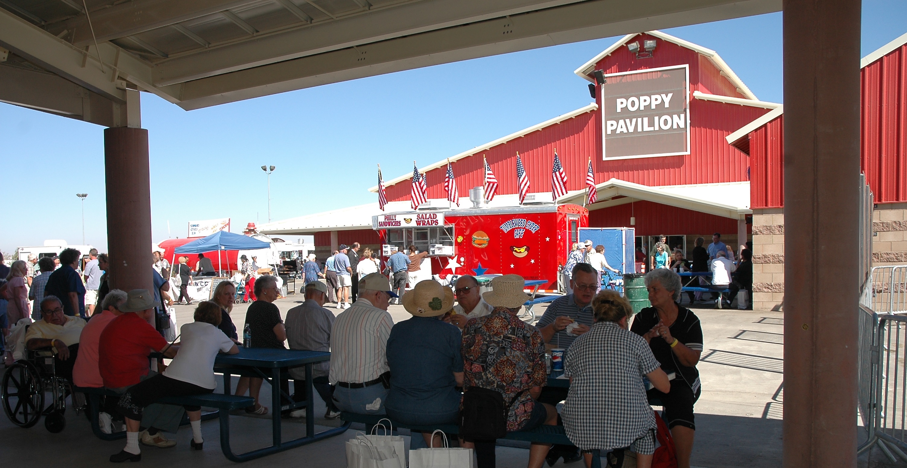 Friends at the Expo sharing lunch